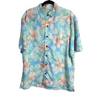 Caribbean Mens Button Front Hawaiian Guayabera Tropical Shirt Summer Beach Large